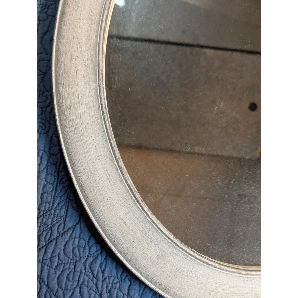 Shabby Chic White Oval Wall Mirror French Country Baroque Cottage Farmhouse...
